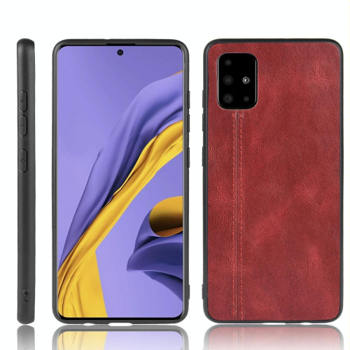 For Galaxy S20+ Shockproof Sewing Cow Pattern Skin PC + PU + TPU Case(Red)