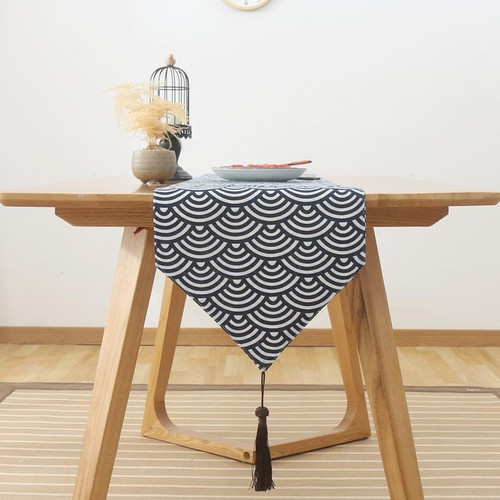 Cotton Linen Tea Table Dining Table Table Flag Retro Tablecloth, Size:30x160cm(Scale)