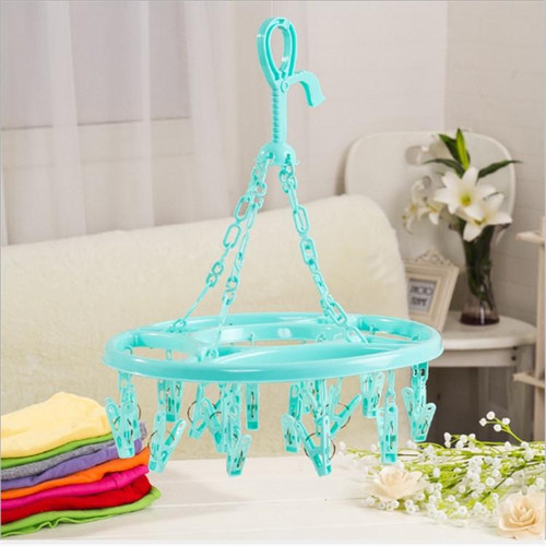 2 PCS 18 Clips Drying Rack Sock Holder Portable Folding Cloth Hanger Rack(Green)