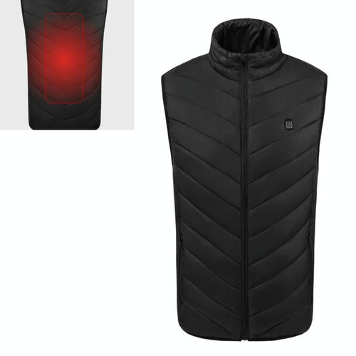 USB Security Smart Constant Temperature Fever Men Stand Collar Cotton Vest (Color:Black Size:XXL) USB Security Smart Constant Temperature Fever Men Stand Collar Cotton Vest (Color:Black Size:XXL)