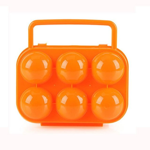 2 PCS Portable Handle 6 Eggs Plastic Container Egg Storage Box Case(Orange)