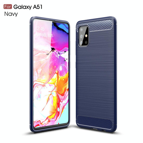 For Galaxy A51 Brushed Texture Carbon Fiber TPU Case(Navy Blue) For Galaxy A51 Brushed Texture Carbon Fiber TPU Case(Navy Blue)