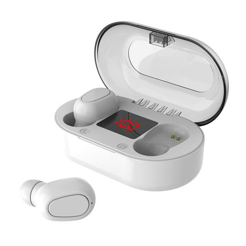 L22 9D Sound Effect Bluetooth 5.0 Wireless Bluetooth Earphone with Charging Box & Digital Display, Support for HD Calls (White)