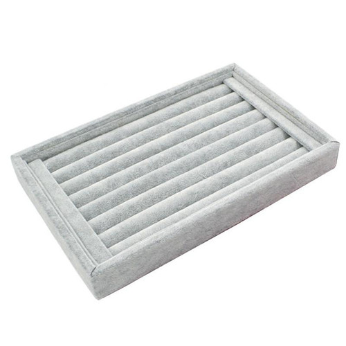 Velvet Case Jewelry Display Holder Organizer Rings Earrings Storage Tray(Gray) Velvet Case Jewelry Display Holder Organizer Rings Earrings Storage Tray(Gray)