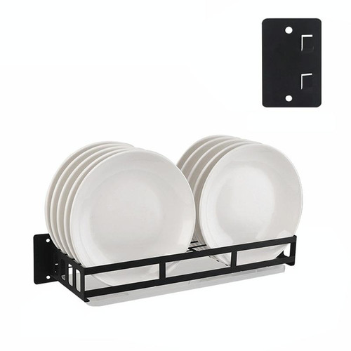 Stainless Steel Wall-mounted Kitchen Rack Hanging Dish Holder (Black) Stainless Steel Wall-mounted Kitchen Rack Hanging Dish Holder (Black)