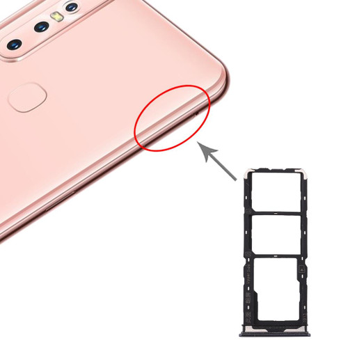 For Vivo Y7s SIM Card Tray + SIM Card Tray + Micro SD Card Tray (Black)