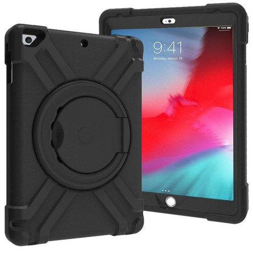 For iPad Air/Air2/Pro9.7 EVA + PC Flat Protective Shell with 360  Rotating Bracket(Black+Black)