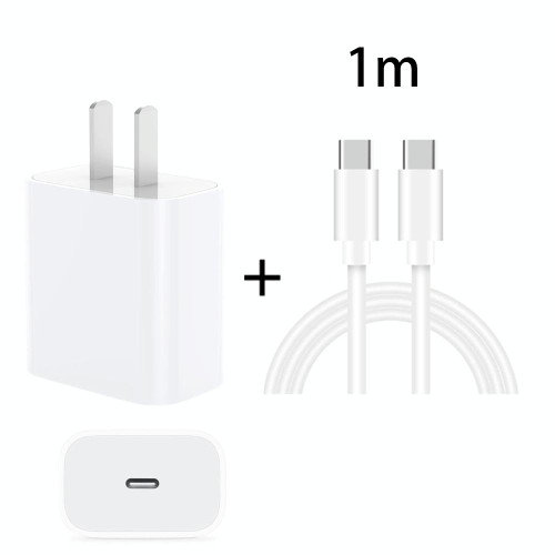 PD 20W Single USB-C / Type-C Port Travel Charger + 3A PD3.0 USB-C / Type-C to Type-C Fast Charge Data Cable Set, US Plug(1m)