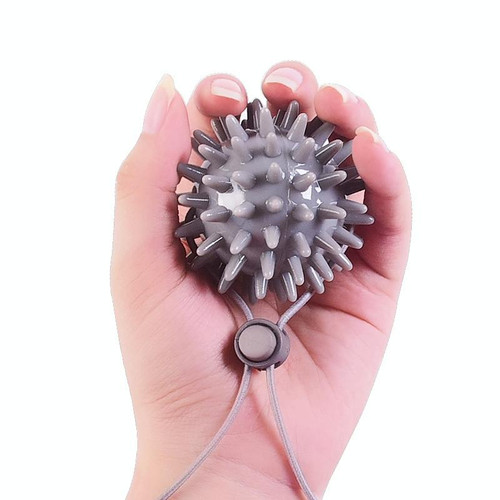 2 PCS TPR Grip Ball Rehabilitation Hemiplegia Stroke Massage Finger Ball, Specification: 6cm With Rope (Gray)