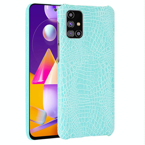 For Samsung Galaxy M31s Shockproof Crocodile Texture PC + PU Case(Light Green)