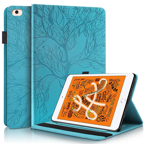 Life Tree Series Horizontal Flip Leather Case with Holder & Card Slots & Pen Slot & Sleep / Wake-up Function For iPad mini (2019) / 4 / 3 / 2 / 1(Lake Blue)