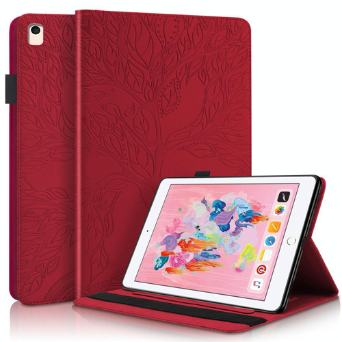 Life Tree Series Horizontal Flip Leather Case with Holder & Card Slots & Pen Slot & Sleep / Wake-up Function For iPad 9.7 (2018) / (2017)(Red)