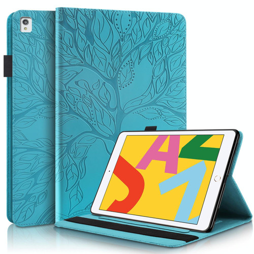 For iPad 10.2 / iPad Pro 10.5 inch Life Tree Series Horizontal Flip Leather Case with Holder & Card Slots & Pen Slot & Sleep / Wake-up Function(Lake Blue)