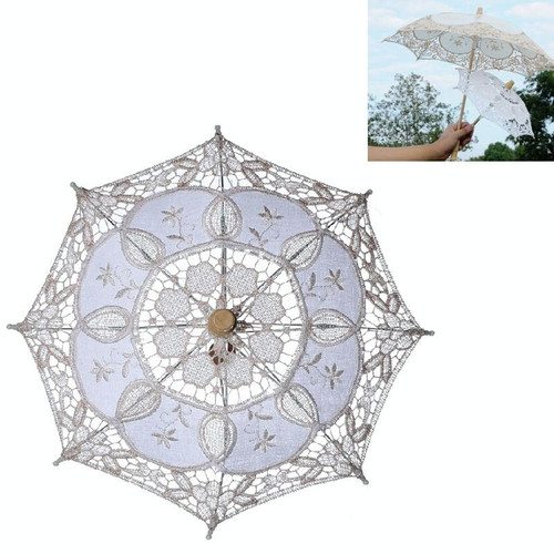 Wedding Bridal Lace Umbrella Shooting Props Wedding Supplies, Size: Length 43/Diameter 45cm(Milky White)