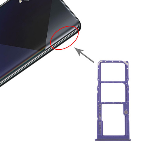 For Samsung Galaxy A50s SM-A507 SIM Card Tray + SIM Card Tray + Micro SD Card Tray (Purple)