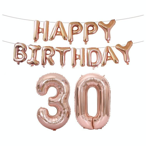 Birthday Decoration Aluminum Foil Balloon 40 Inch Big Number Aluminum Foil Balloon Decoration Set, Style:30(Rose Gold)