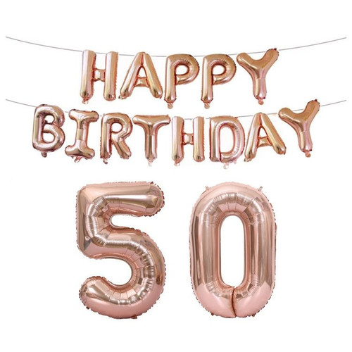 Birthday Decoration Aluminum Foil Balloon 40 Inch Big Number Aluminum Foil Balloon Decoration Set, Style:50(Rose Gold)