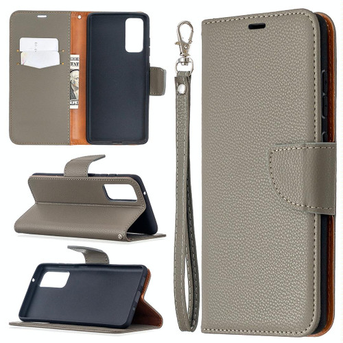 For Samsung Galaxy S20 FE 5G / S20 Lite Litchi Texture Pure Color Horizontal Flip PU Leather Case with Holder & Card Slots & Wallet & Lanyard(Grey)