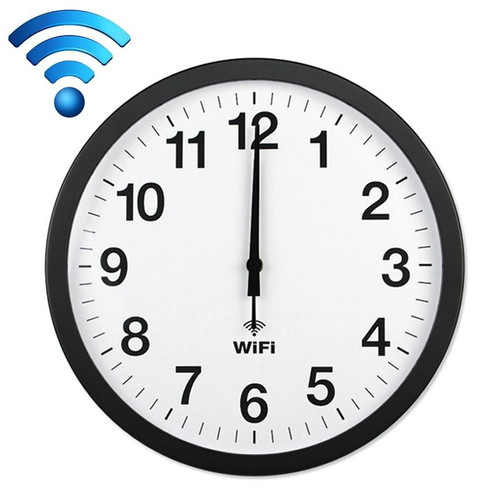 Smart Network Automatic Time Synchronization Wifi Wall Clock Modern Minimalist Silent Living Room Clock, Size:16 inch(Black)