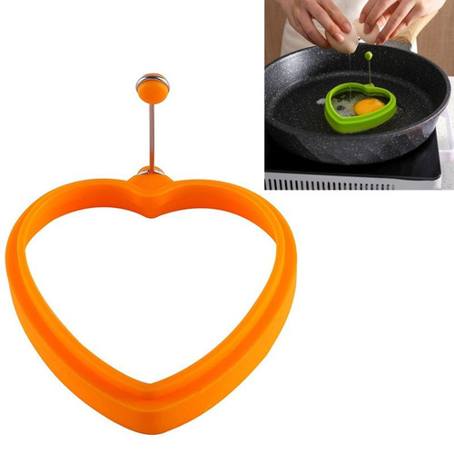 10 PCS Food Grade Silicone Heart-Shaped Omelette Pancake Mold Poached Egg Mold(Heart-shaped Orange)