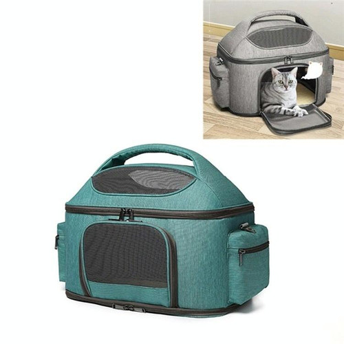 Portable Pet Bag for Outing Cats and Dogs Collapsible Pet Shoulder Bag Pet Backpack(Light Green)