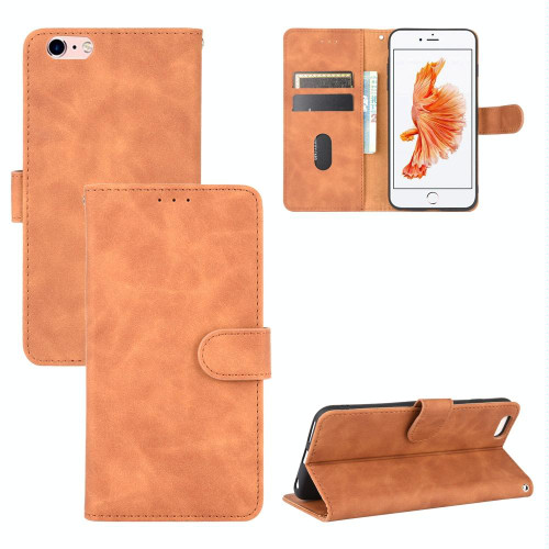 For iPhone 6 & 6s Solid Color Skin Feel Magnetic Buckle Horizontal Flip Calf Texture PU Leather Case with Holder & Card Slots & Wallet(Brown) For iPhone 6 & 6s Solid Color Skin Feel Magnetic Buckle Horizontal Flip Calf Texture PU Leather Case with Holder & Card Slots & Wallet(Brown)