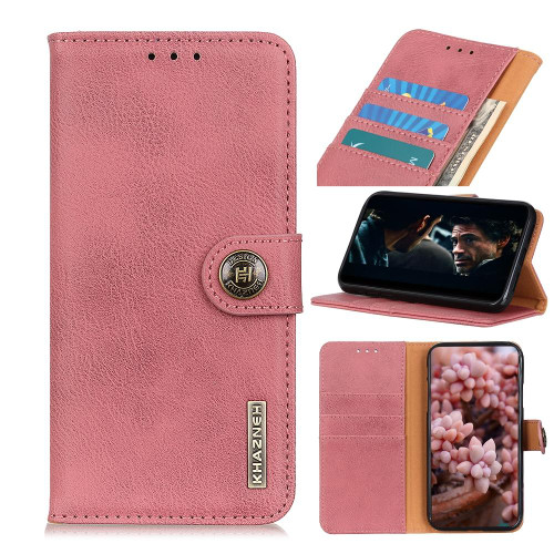 For Samsung Galaxy M31s KHAZNEH Cowhide Texture Horizontal Flip Leather Case with Holder & Card Slots & Wallet(Pink)