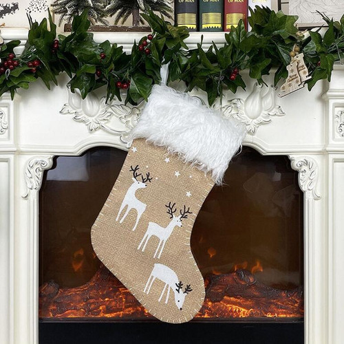 Christmas Elk Socks Ornaments Candy Gift Bags Holiday Decorations(Yellow)