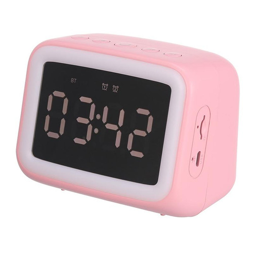 AEC BT-511 Mini LED HD Mirror Bluetooth Speaker, Support 32GB TF Card & 3.5mm AUX & Dual Alarm Clock & Real-time Temperature & Hands-free Calling(Pink)
