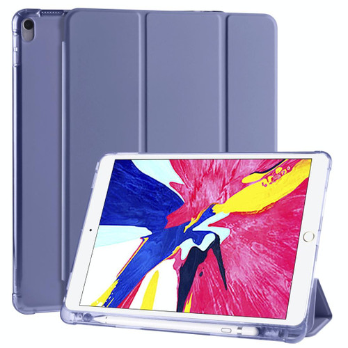 For iPad Pro 10.5 inch / Air 3 10.5 inch 3-folding Horizontal Flip PU Leather + Shockproof TPU Case with Holder & Pen Slot(Lavender Purple)