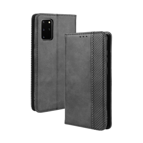 For Galaxy S20+/S20+5G Magnetic Buckle Retro Crazy Horse Texture Horizontal Flip Leather Case  , with Holder & Card Slots & Photo Frame(Black)