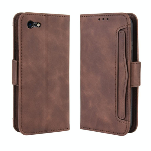 For iPhone SE 2022 / SE 2020 Wallet Style Skin Feel Calf Pattern Leather Case with Separate Card Slot(Brown)