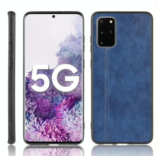 For Galaxy S20+  Shockproof Sewing Cow Pattern Skin PC + PU + TPU Case(Blue)