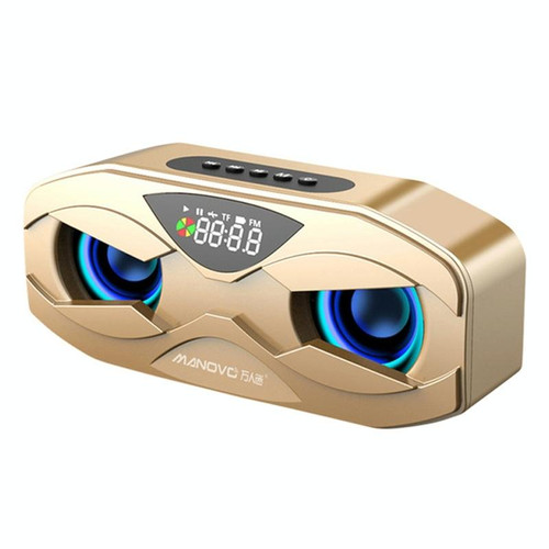 M5 Cool Owl Design Bluetooth Speaker LED Flash Wireless Loudspeaker FM Radio Alarm TF Card(Gold)