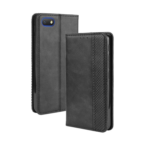 For Alcatel 1V (2019) without Fingerprint Hole Magnetic Buckle Retro Crazy Horse Texture Horizontal Flip Leather Case with Holder & Card Slots & Photo Frame(Black)