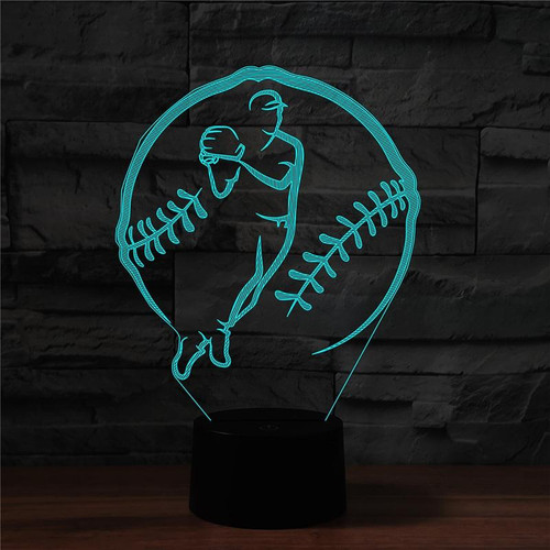 Baseball Sport Shape 3D Colorful LED Vision Light Table Lamp, USB & Battery Version