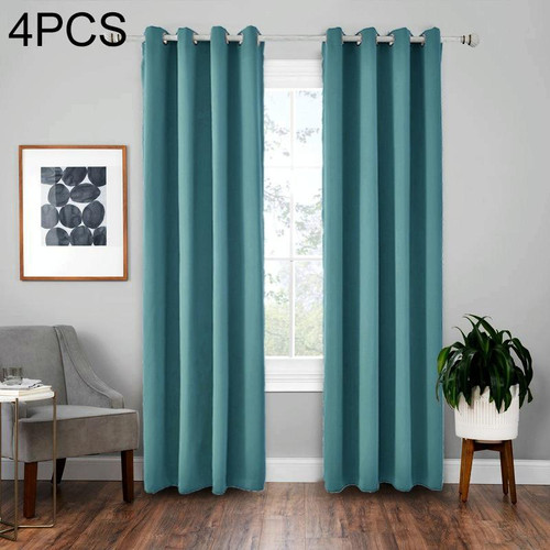 4 PCS High-precision Curtain Shade Cloth Insulation Solid Curtain, Size:140*225(Lake Blue)