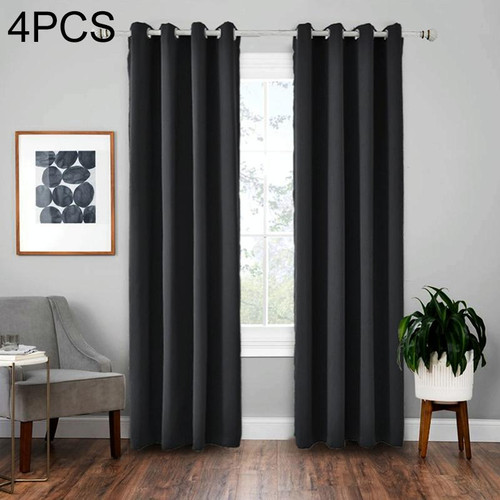 4 PCS High-precision Curtain Shade Cloth Insulation Solid Curtain, Size:4284 Inch107213CM(Black)