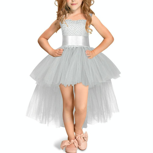 Gray Girls Lace Sling Dress Mesh Tutu Party Dress, KId Size:2 age (80-90cm) Gray Girls Lace Sling Dress Mesh Tutu Party Dress, KId Size:2 age (80-90cm)