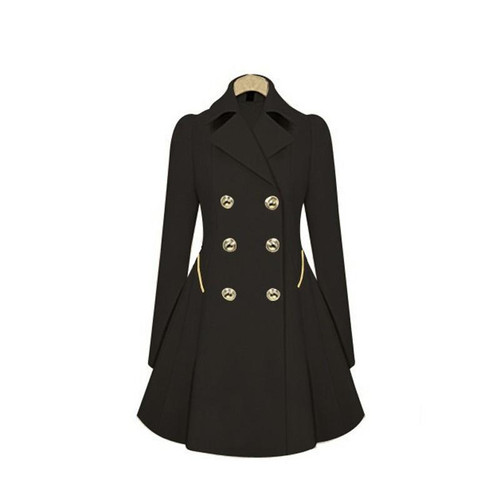 Slim Mid-length Commuter Jacket Trench Coat (Color:Black Size:XXL) Slim Mid-length Commuter Jacket Trench Coat (Color:Black Size:XXL)