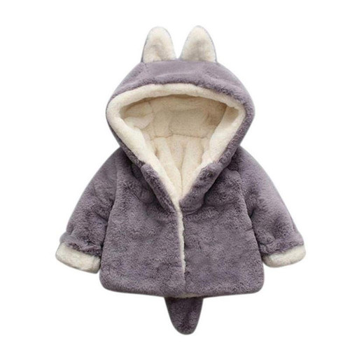 Winter Children Cartoon Animal Shape Plus Velvet Warm Hooded Jacket, Kid Size:100cm(Grey) Winter Children Cartoon Animal Shape Plus Velvet Warm Hooded Jacket, Kid Size:100cm(Grey)