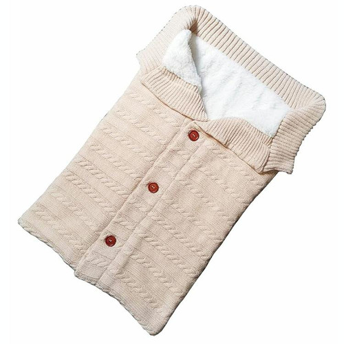 Warm Soft Cotton Knitting Envelope Newborn Baby Sleeping Bag(Beige)