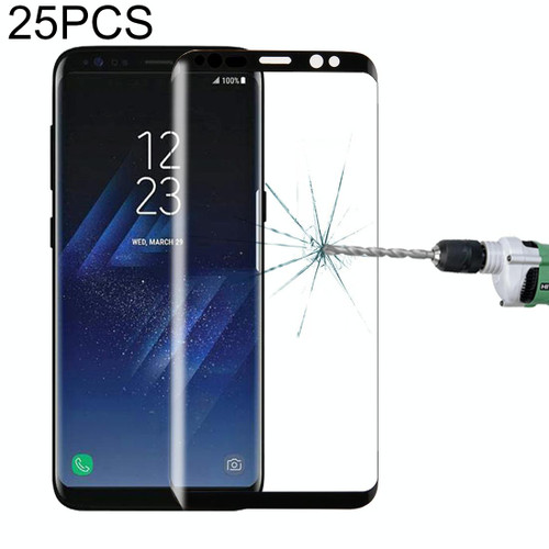 25 PCS For Galaxy S8 Plus / G9550 0.3mm 9H Surface Hardness 3D Curved Silk-screen Full Screen Tempered Glass Screen Protector (Black)
