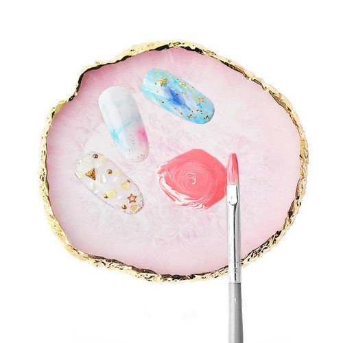 Nail Palettes Resin Agate Pieces Nail Painting Palette Decoration Storage Tray(Pink)