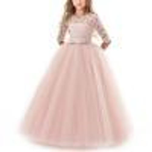 Girls Party Dress Children Clothing Bridesmaid Wedding Flower Girl Princess Dress, Height:150cm(Pink)