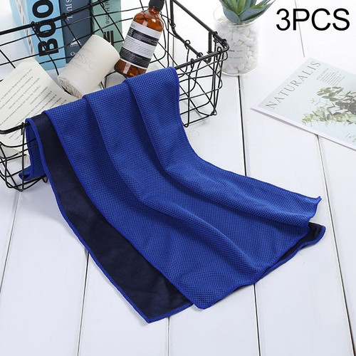 3 PCS Absorbent Polyester Quick-drying Breathable Cold-skinned Fitness Sports Portable Towel(Dark Blue)