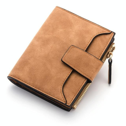 Leather Women Hasp Small Slim Coin Pocket Purse Cards Holders Wallet(Brown)
