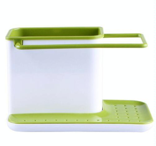 2 PCS Kitchen Sponge Organizer Stands Box Self Draining Sink Storage Rack(Green)