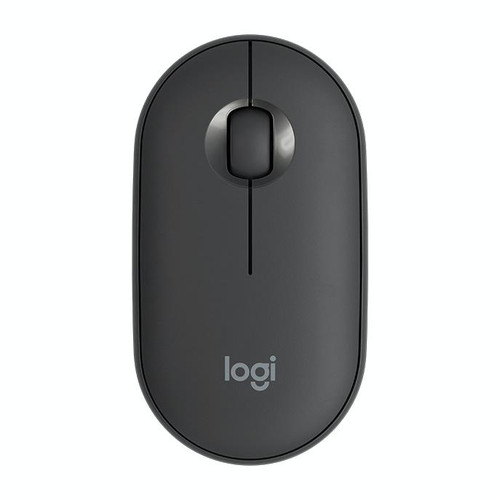 Logitech Pebble Cobblestone Shape Thin 3-keys 1000DPI Mute Wireless Bluetooth Optical Mouse, Wireless Range: 10m (Black)