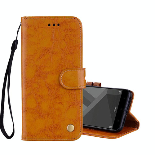 For Xiaomi Redmi 4X Business Style Oil Wax Texture Horizontal Flip Leather Case with Holder & Card Slots & Wallet(Yellow)